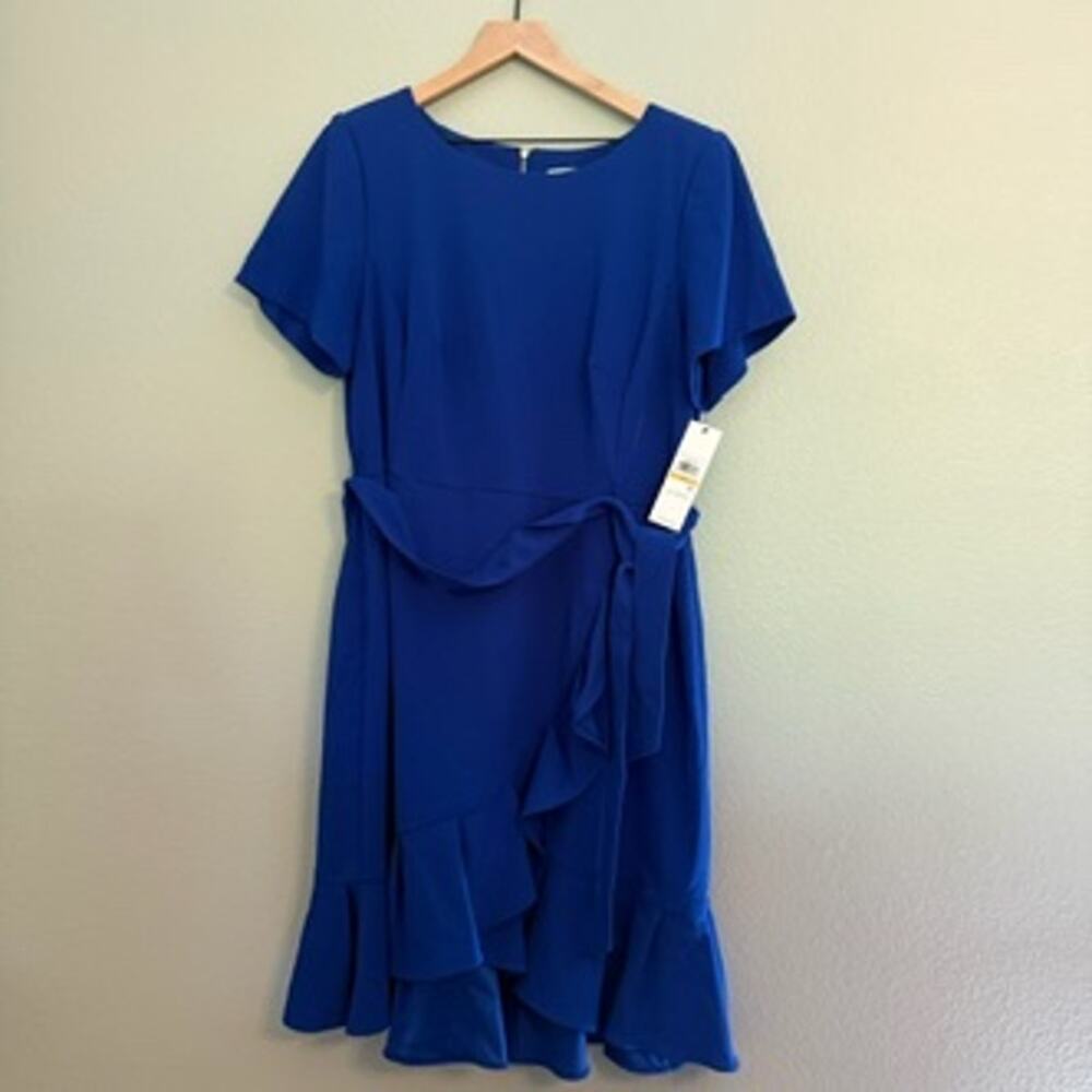 nwt new calvin klein short sleeve Ruffle-Hem Sheath Dress size 16W - Picture 2 of 5